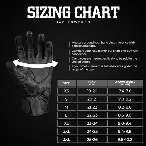 JAG Leather Motorcycle Motorbike Knuckle Protection Powersports Gloves