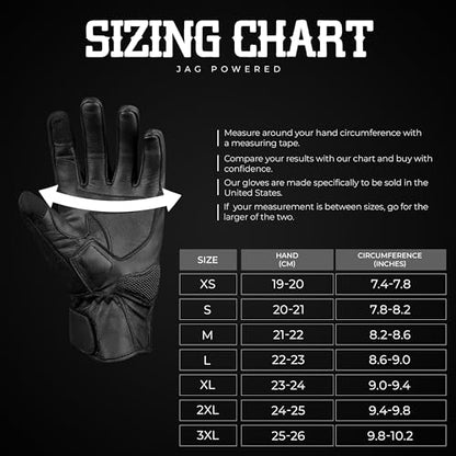 JAG Leather Motorcycle Motorbike Knuckle Protection Powersports Gloves