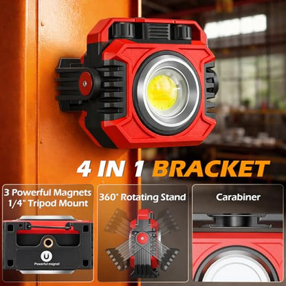 2 Pack 2400LM Magnetic Rechargeable Work Light (2 Count)