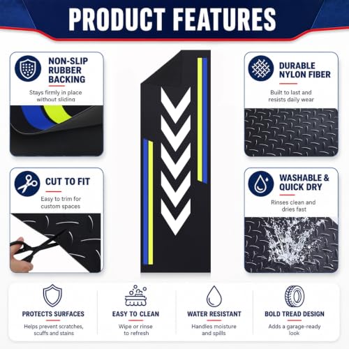 Motorcycle Mat Garage Floor Rug Washable Parking Mats for Garage Floors Non Slip Oil Absorbent Pad Rubber Backing Layer Protects Floor