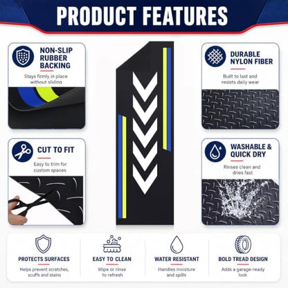Motorcycle Mat Garage Floor Rug Washable Parking Mats for Garage Floors Non Slip Oil Absorbent Pad Rubber Backing Layer Protects Floor