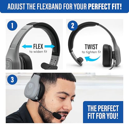 Storm Gray Wireless Trucker Bluetooth Headset with Mic