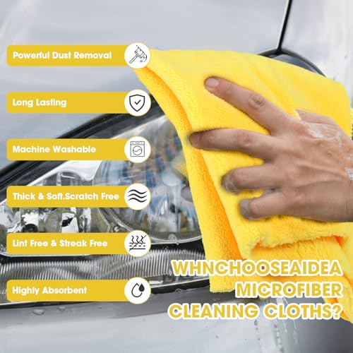 30 Pcs 16 x 16 Inch Edgeless Microfiber Plush Towels for Cars Detailing Drying Wash Polishing Absorbent Cleaning Cloths (30 Count)