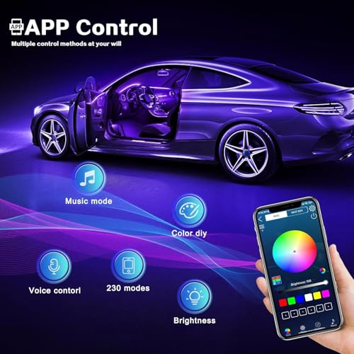 Acrylic Interior Car LED Strip Light with Wireless APP