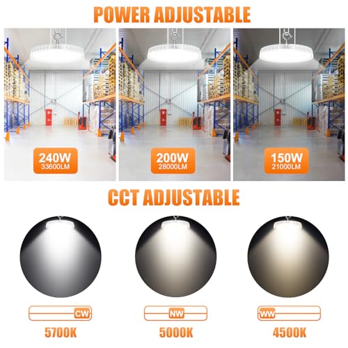 10 Pack LED High Bay Light 240W 200W 150W Adjustable