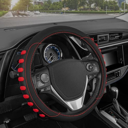 FlexGrip Red Steering Wheel Cover for Cars