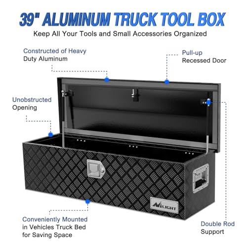 39 Inch Truck Tool Box Heavy Duty Aluminum Stripes Plated