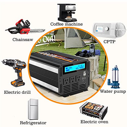 4000 Watt Power Inverter 12V DC to 110V 120V Converter for Family RV Off Grid Solar System Car with Type