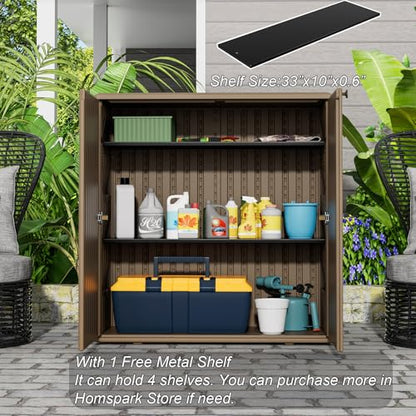 Indoor Outdoor Storage Cabinet with Doors and Shelf