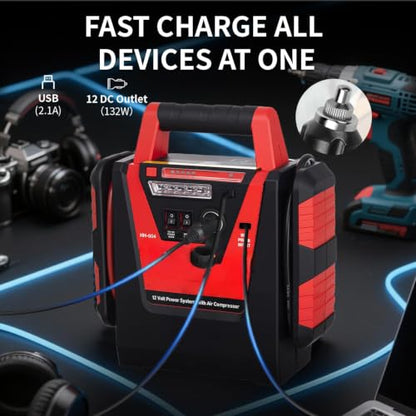 2000A Car Battery Jump Starter with Air Compressor
