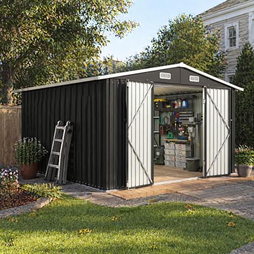 10 x 12FT Outdoor Storage Shed with Double Hinged Large Door