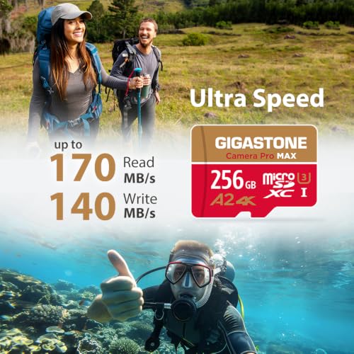 5 Years Data Recovery】 GIGASTONE 256GB Micro SD Card with USB 3.2 Type C Card Reader