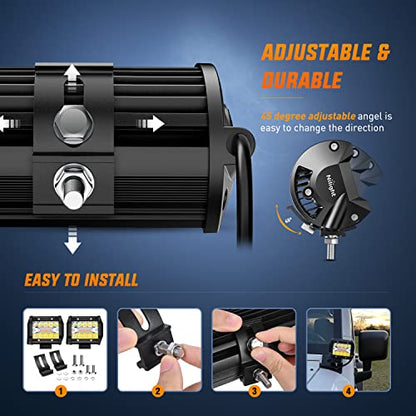 4inch Amber White Strobe 6 Modes 60W LED Pod Light (2 Count)