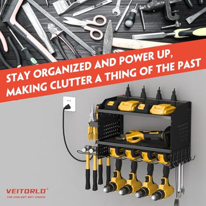 Power Tool Organizer with Charging Station