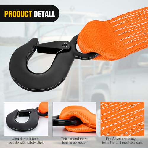 Boat Trailer Winch Strap 2" x 20' with Steel Hook