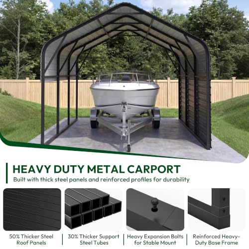 10x16 FT Heavy Duty Metal Carport with Galvanized Steel Roof