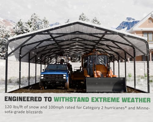 Military Grade Metal Carport 20x52 FT