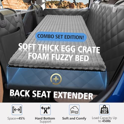Truck Hard Bottom Dog Back Seat Cover with Egg Crate Foam Bed