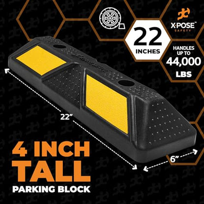 22" Heavy Duty Rubber Parking Stopper (2 Count)