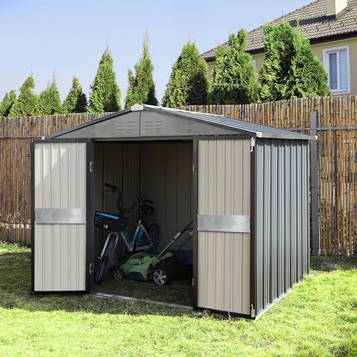 8x10FT Outdoor Storage Shed with Thickened Galvanized Steel