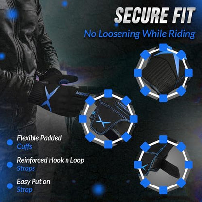 Breathable Motorcycle Gloves for Men with TPR & Kevlar Palm Protection Hard Knuckles Touchscreen