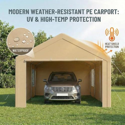 10x20 FT Heavy Duty Carport with Galvanized Frame