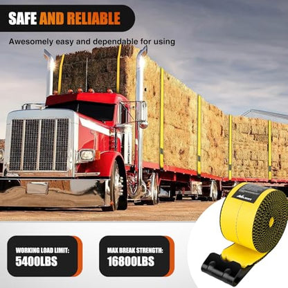 Truck Straps 4" x 30' Heavy Duty Tie Down with Flat Hooks (2 Count)