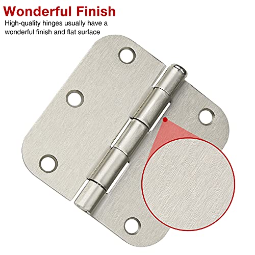 30 Pack Rounded Satin Door Hinges Brushed Nickel 3.5 Inch Interior 3 1 (30 Count)