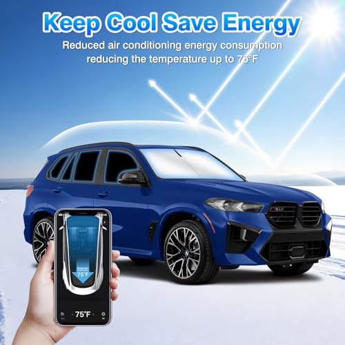 Windshield Sun Shade for BMW X5 2019 2020 2021 2022 2023 2024 2025 Car Window Shades Thicken UV Block and Blackout Privacy Foldable Sunshades 10PCS Accessories Keep Cool Sun Visor Covers (10 Count)
