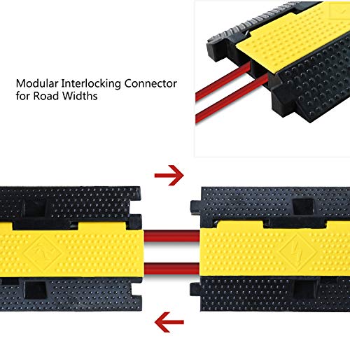 3 Pack Rubber Cable Ramp Hose Cable Protector Ramp 2 Channel 22000Lbs Load Capacity Traffic Speed Bump Wires Power Lines Extension Cord Cover for Indoor Outdoor (3 Count)