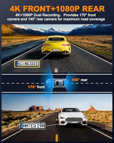 Dash Cam Front and Rear 4K