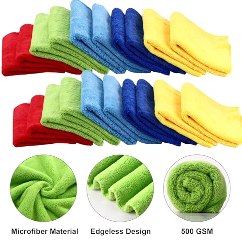 30 Pcs 16 x 16 Inch Edgeless Microfiber Plush Towels for Cars Detailing Drying Wash Polishing Absorbent Cleaning Cloths