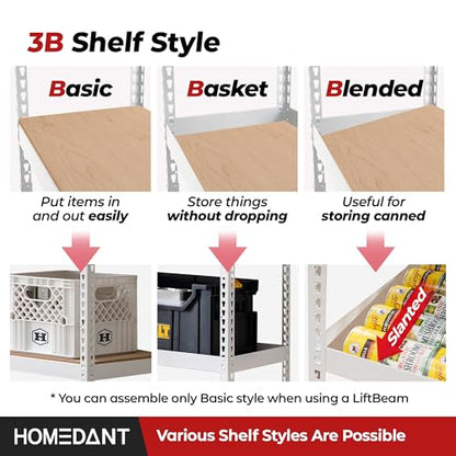 White 47.7" W 5 Tier Storage Shelves Garage Shelving Unit Metal