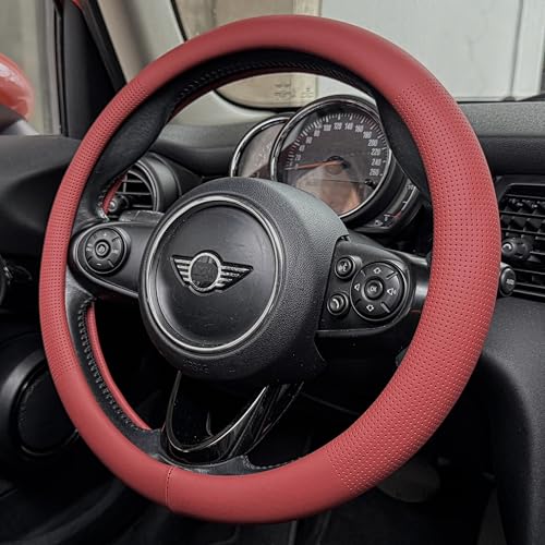 Nappa Leather Steering Wheel Cover Universal 15 Inch