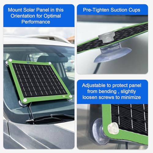Upgrade 7.5W Solar Car Battery Charger Maintainer 12V Waterproof Solar Panel Portable Solar Trickle Charger for Car Truck Boat Lawn Mower RV Trailer Tractor Utility Vehicle Battery