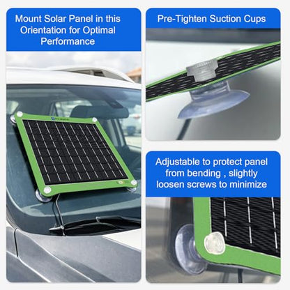 Upgrade 7.5W Solar Car Battery Charger Maintainer 12V Waterproof Solar Panel Portable Solar Trickle Charger for Car Truck Boat Lawn Mower RV Trailer Tractor Utility Vehicle Battery