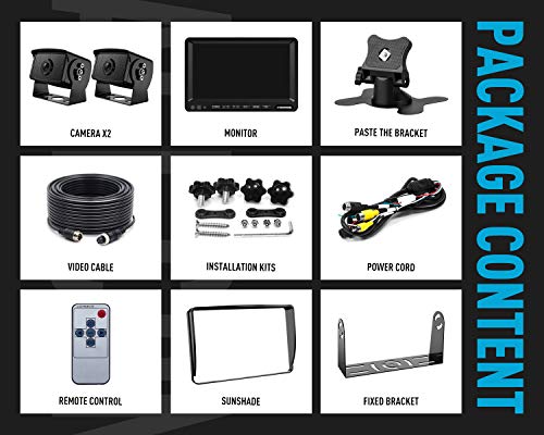 7" HD 1080P Wired Dual Backup Camera