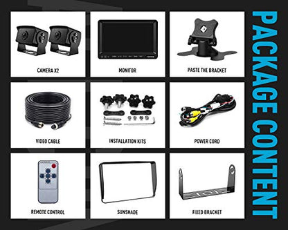 7" HD 1080P Wired Dual Backup Camera