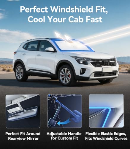 Vinyl Coating Heat Shield] Windshield Sun Shade Umbrella Custom for Kia Seltos