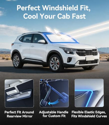 Vinyl Coating Heat Shield] Windshield Sun Shade Umbrella Custom for Kia Seltos