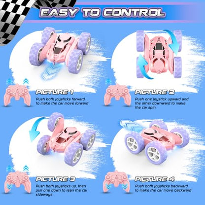 Pink Purple RC Stunt Car for Kids