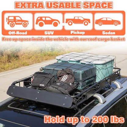 Roof Rack Carrier Basket Universal Rooftop 64" x 39" x 5" Large Size Roof Rack + Waterproof Bag