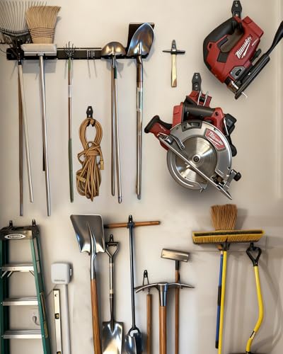 Garden Tool Organizer 48 inches with 18 Garage Wall Hooks in 9 Types (70.4 Ounce)