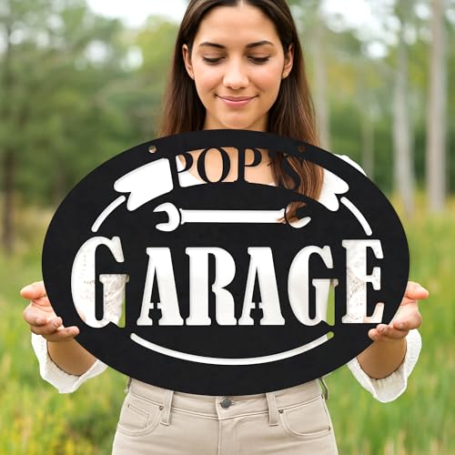 Custom Garage Workshop Metal Sign Personalized Tool Name Wall Art for Car Truck Mechanic Shop Decor Durable Steel Sign for Dad Husband Men’s Auto Workspace or Fence