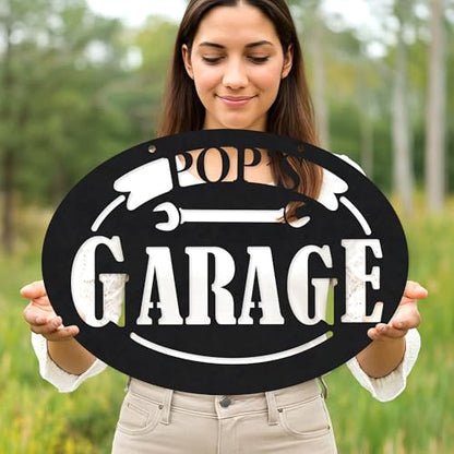 Custom Garage Workshop Metal Sign Personalized Tool Name Wall Art for Car Truck Mechanic Shop Decor Durable Steel Sign for Dad Husband Men’s Auto Workspace or Fence