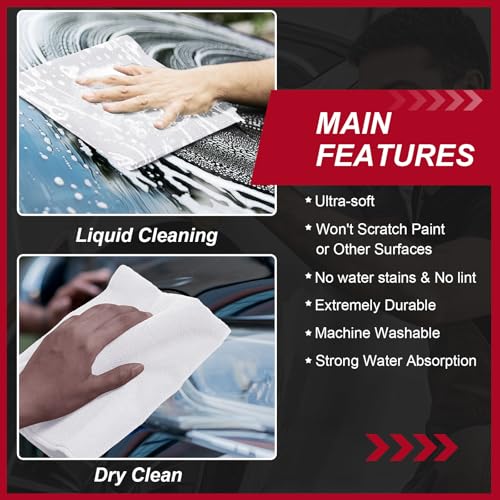 200 Pcs Microfiber Cleaning Cloth 16x16 Inch Microfiber Towels for Car Ultra Absorbent Cleaning Rags Reusable Lint Free Streak Free Detailing Towel for Car Washing Drying Dusting (200 Count)