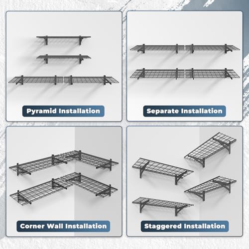 4 Pack Garage Shelving Wall Mounted