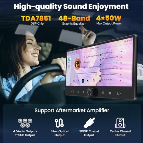 12.3" Single Din Touchscreen Radio Android 13 Head Unit with Carplay and Android Auto Detachable Car Stereo with Bluetooth