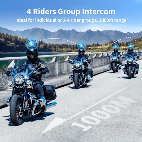 FX4 Pro Motorcycle Helmet Bluetooth Intercom with AI Voice Control (2 Count)