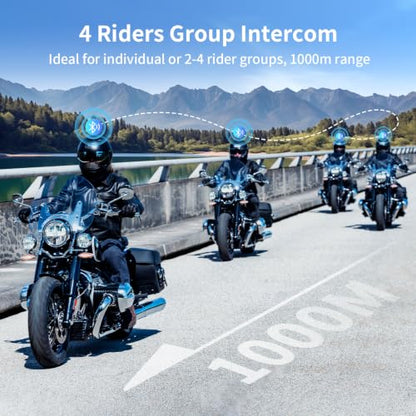 FX4 Pro Motorcycle Helmet Bluetooth Intercom with AI Voice Control (2 Count)